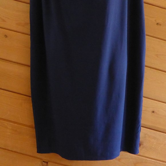 Eileen Fisher Navy Blue Bonnet Drape Front Jersey Cap Sleeve Above Knee Dress S - Picture 4 of 11